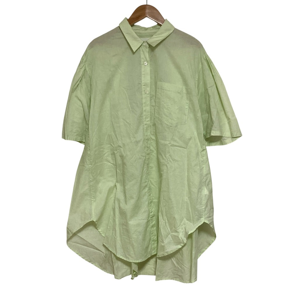 ミディウミソリッドショートスリーブロングシャツブラウス