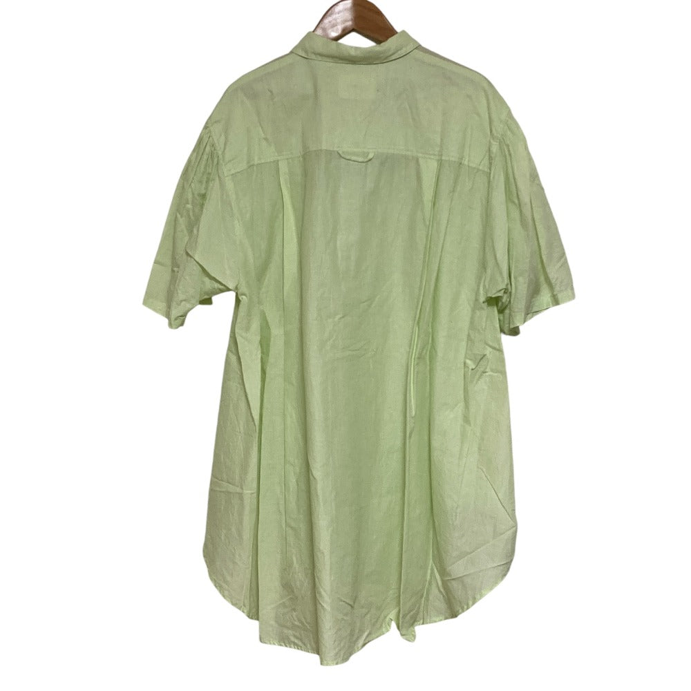 ミディウミソリッドショートスリーブロングシャツブラウス