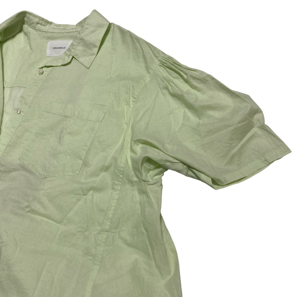 ミディウミソリッドショートスリーブロングシャツブラウス