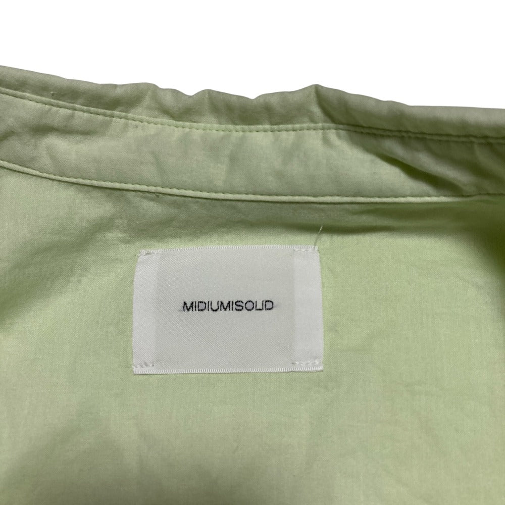 ミディウミソリッドショートスリーブロングシャツブラウス