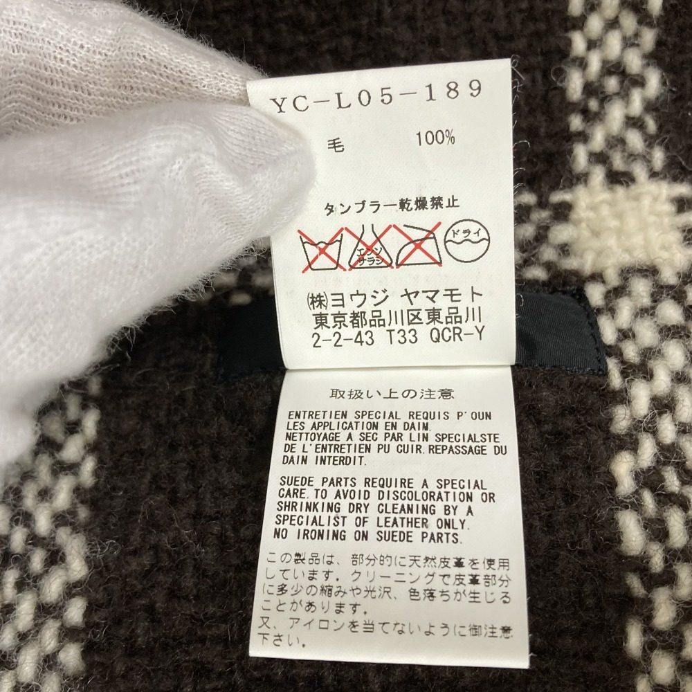 ヨウジヤマモト チェックフリンジマフラー