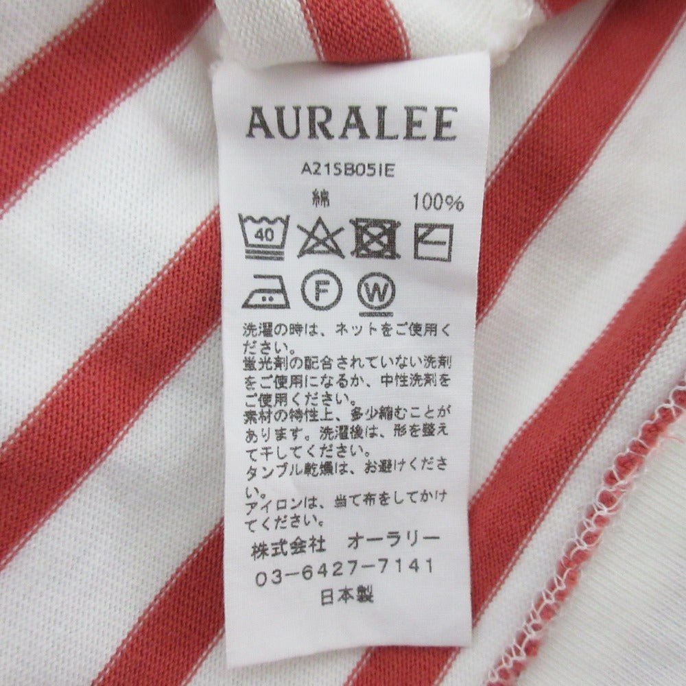 オーラリー バスクボーダーロングスリーブTシャツ