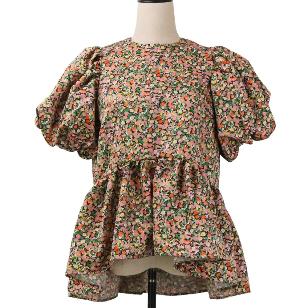 ツルバイマリコオイカワ Eleonore flower シルクペプラムブラウス