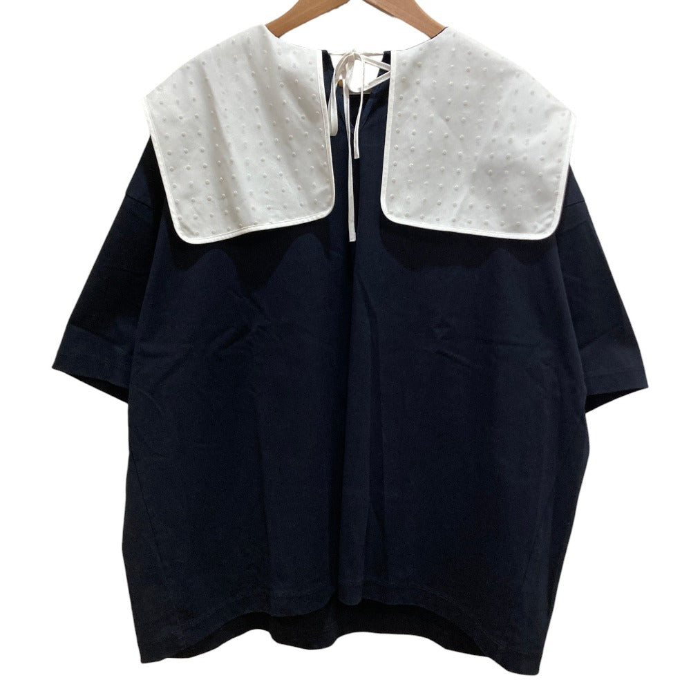 ヨリ フロッキードットカラ―コットン半袖Tシャツ