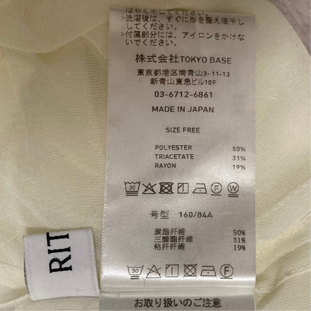 RITANシアーロングスリーブバンドカラーシャツ