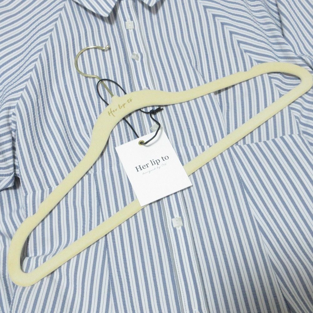 ハーリップトゥ Volume Sleeve Stripe ワンピース