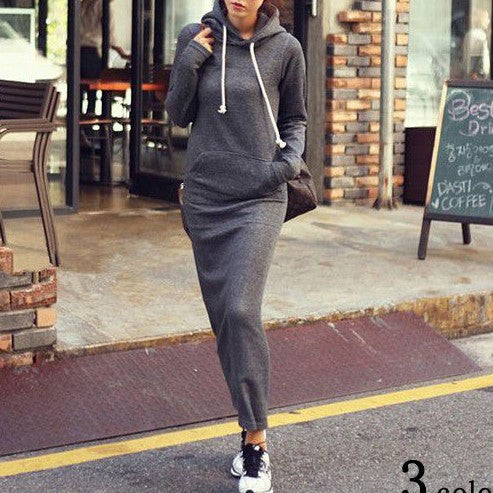 裏フリーススウェットパーカーマキシワンピース