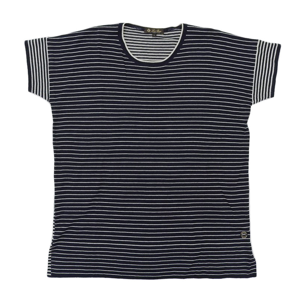 Loro Piana カシミヤ100% ボーダー柄ニットカットソー