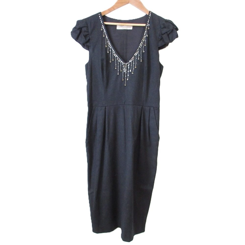 Blumarine フレンチ スリーブ ウール ストレッチ ドレス