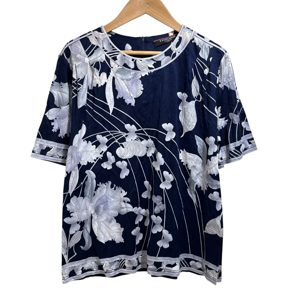 LEONARD FASHION フラワープリントプルオーバーブラウス