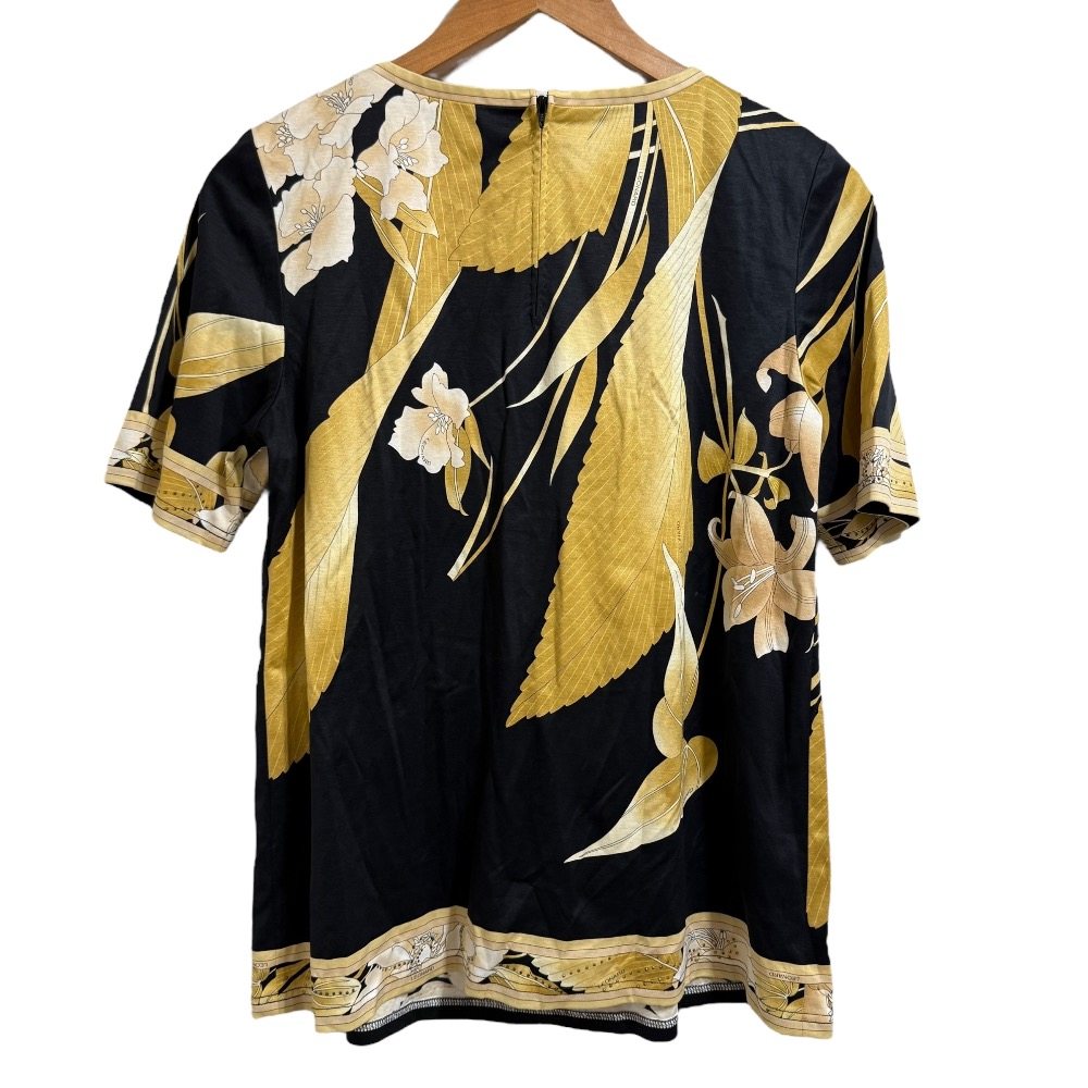 LEONARD FASHION フラワープリント ラインストーン プルオーバーブラウス