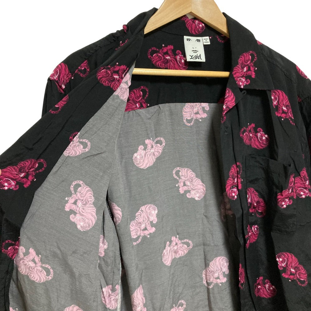 X-girl TIGER OPEN COLLAR S/S シャツ