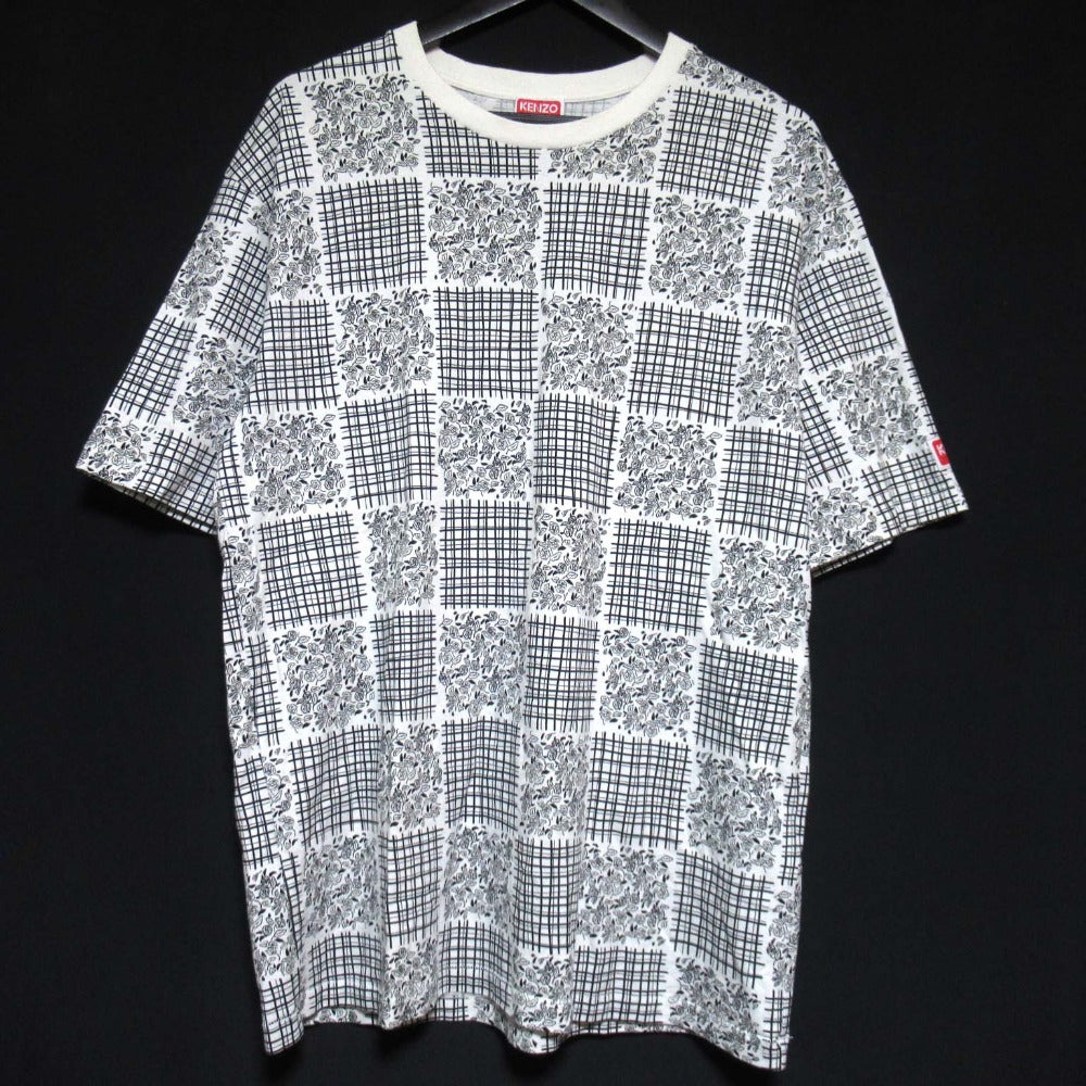 ケンゾー フラワーチェックプリントコットンTシャツ