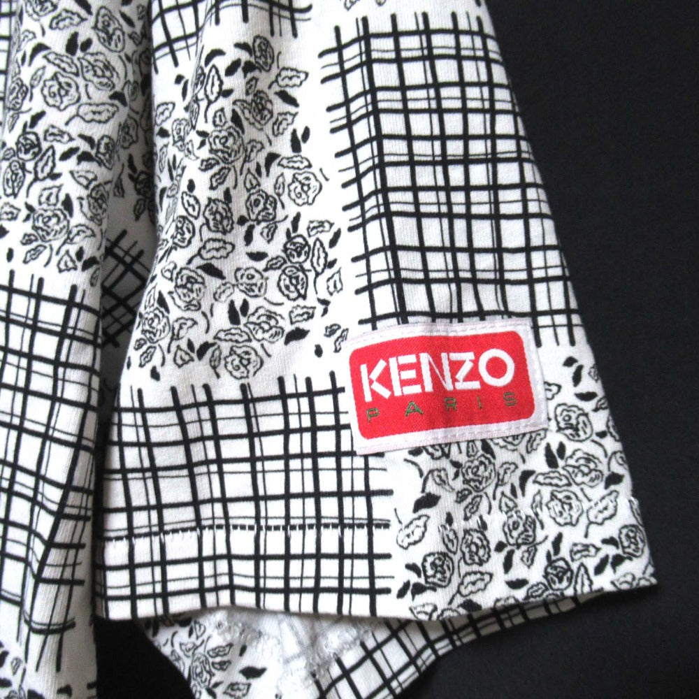 ケンゾー フラワーチェックプリントコットンTシャツ