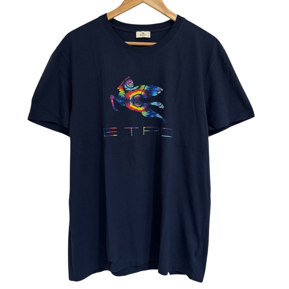 エトロ ペガサスプリント コットン 半袖Tシャツ