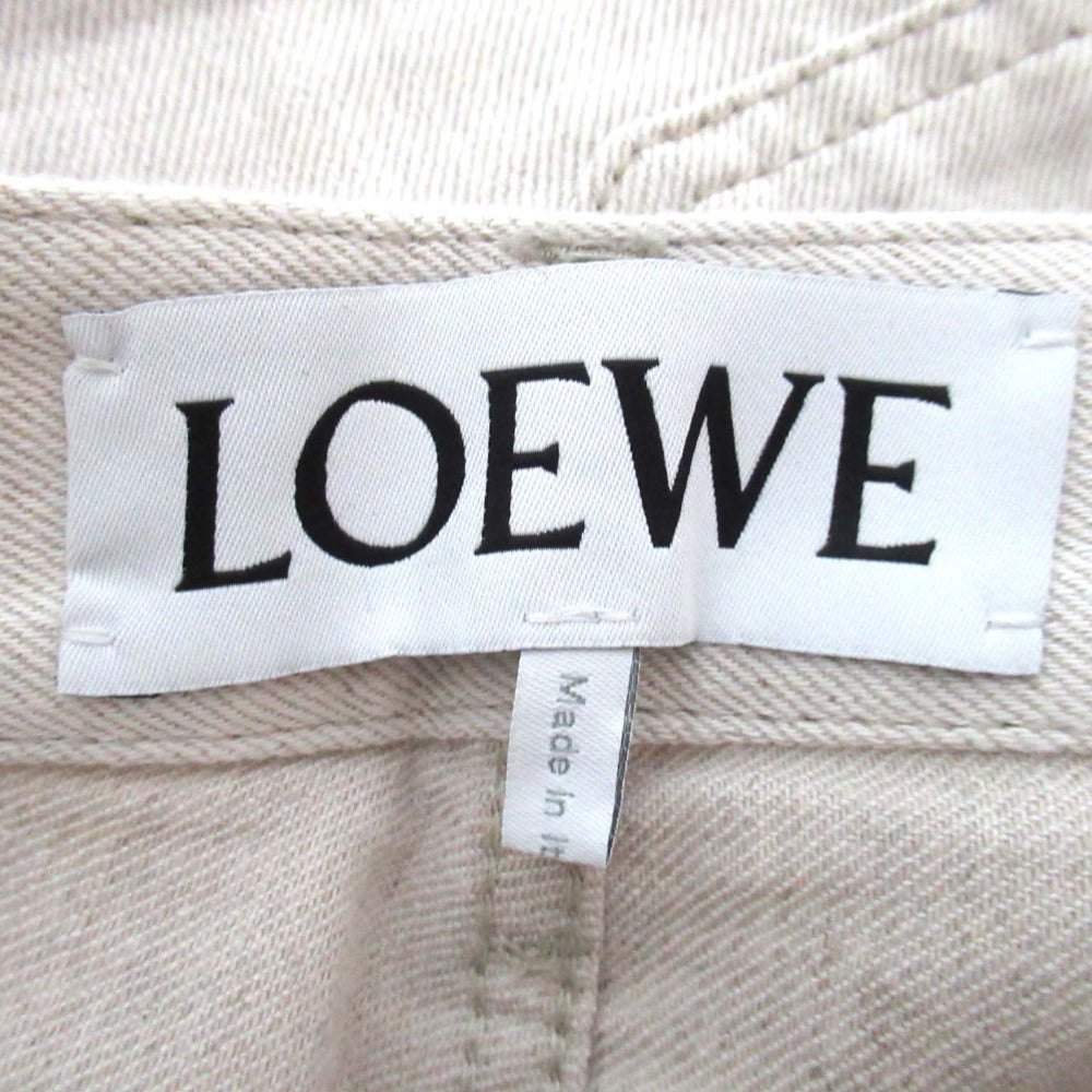 ロエベ ロゴレザーパッチ コットンリネンワイドベイカーパンツ