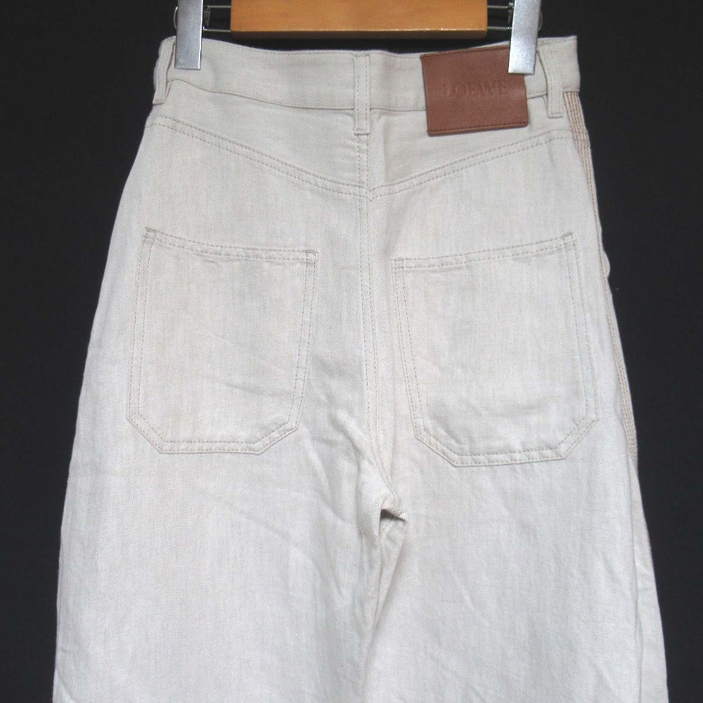 ロエベ ロゴレザーパッチ コットンリネンワイドベイカーパンツ