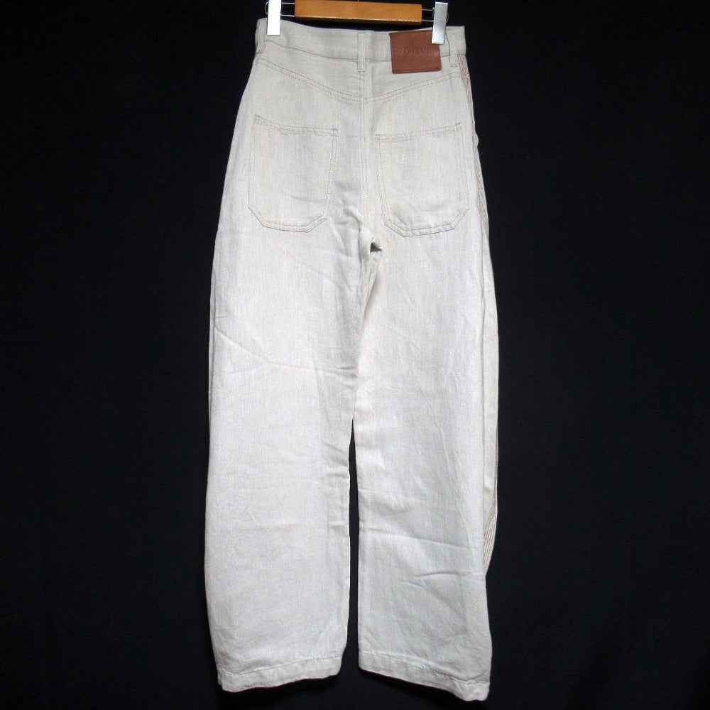 ロエベ ロゴレザーパッチ コットンリネンワイドベイカーパンツ