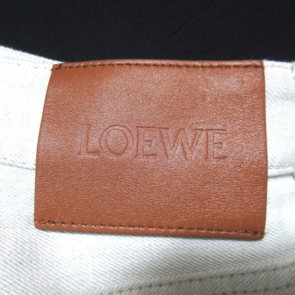 ロエベ ロゴレザーパッチ コットンリネンワイドベイカーパンツ