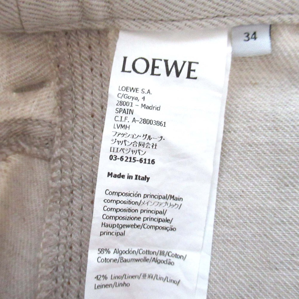 ロエベ ロゴレザーパッチ コットンリネンワイドベイカーパンツ