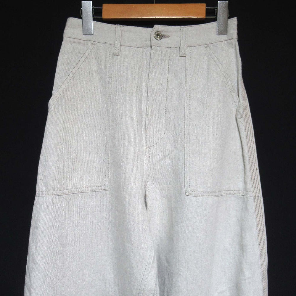 ロエベ ロゴレザーパッチ コットンリネンワイドベイカーパンツ