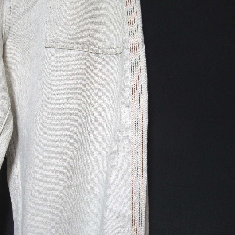 ロエベ ロゴレザーパッチ コットンリネンワイドベイカーパンツ