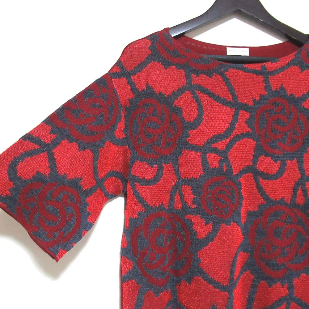 Dries Van Noten ローズ柄ニット半袖セーター