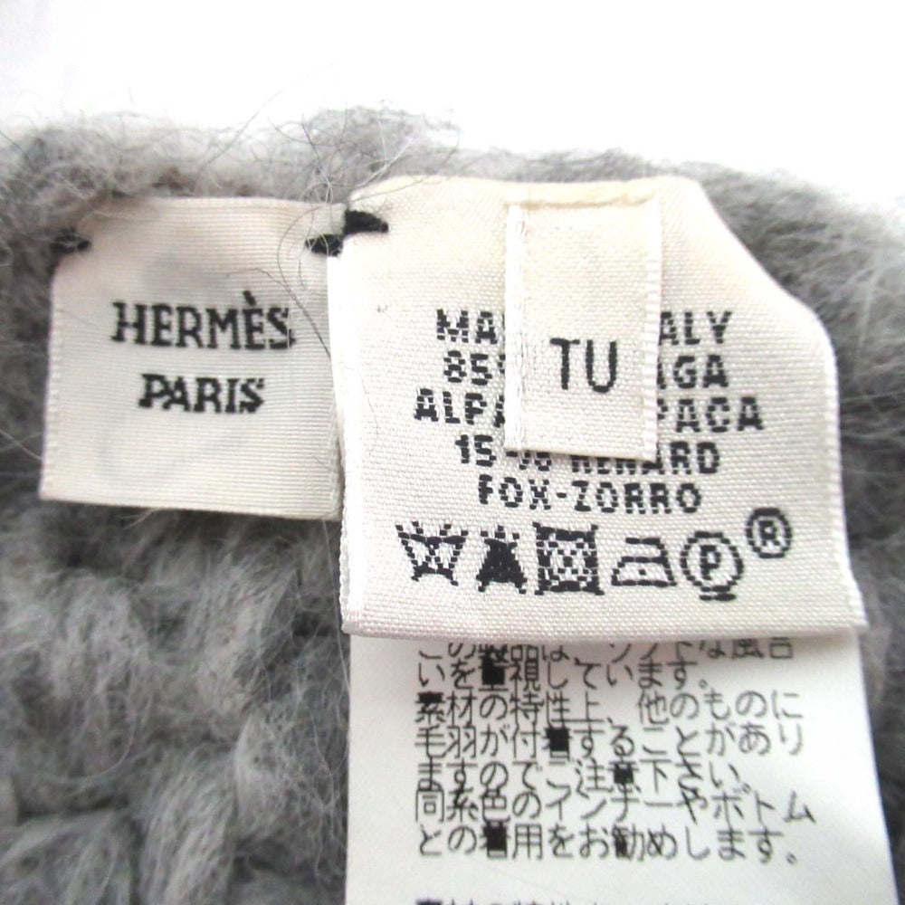 エルメス アルパカ フォックス ウール フリンジ スカーフ