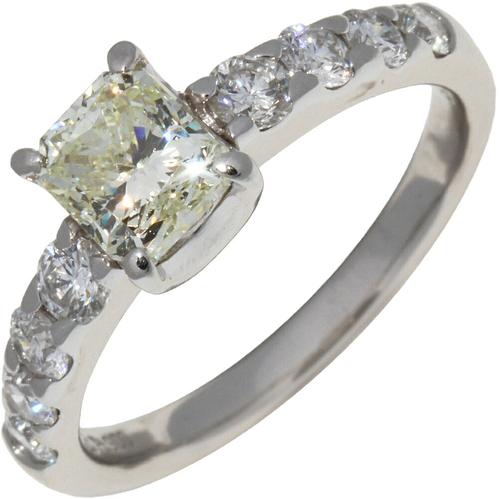Pt900 プラチナ ダイヤモンド リング 1.013ct ライト イエロー-SI1-ミディアム ブルー