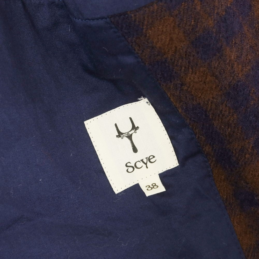 サイ ウール チェック ダブルブレストコート