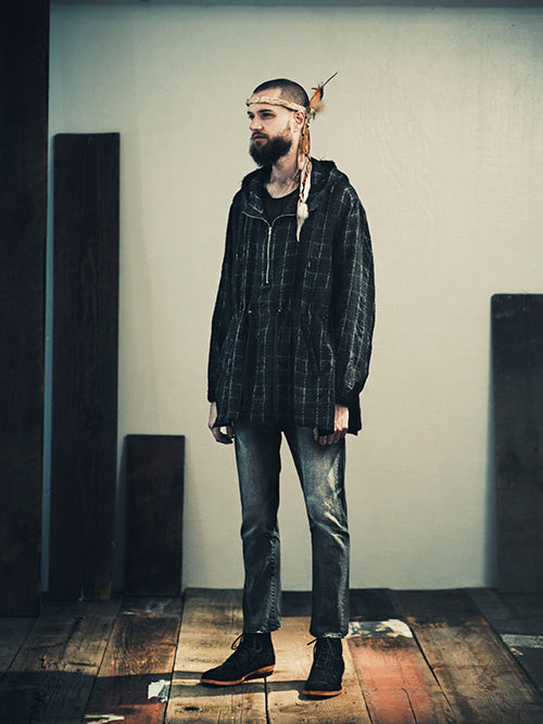 ブフト CHECK LONG ANORAK ウール キュプラアウター