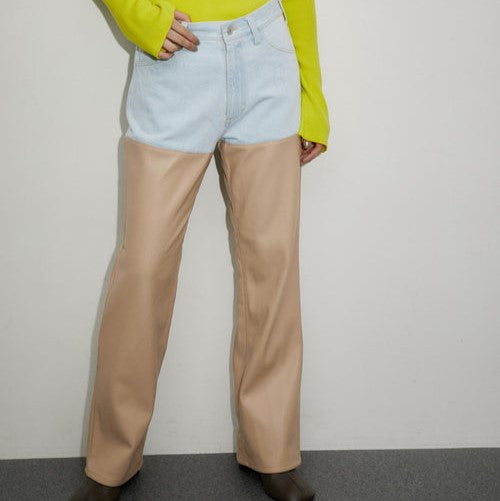 プロヴォーク Denim Fake leather パンツ