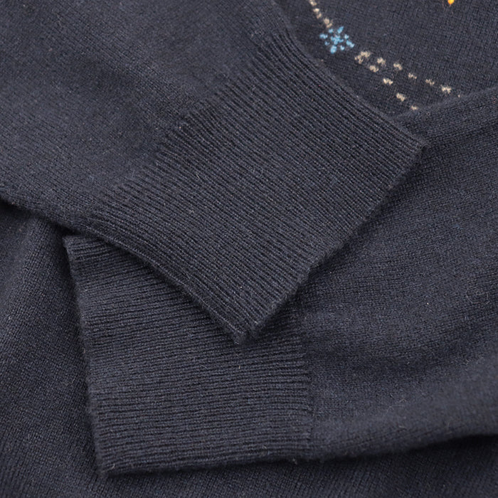 エルメス ゾディアック 刺繍 カシミア セーター M ネイビー
