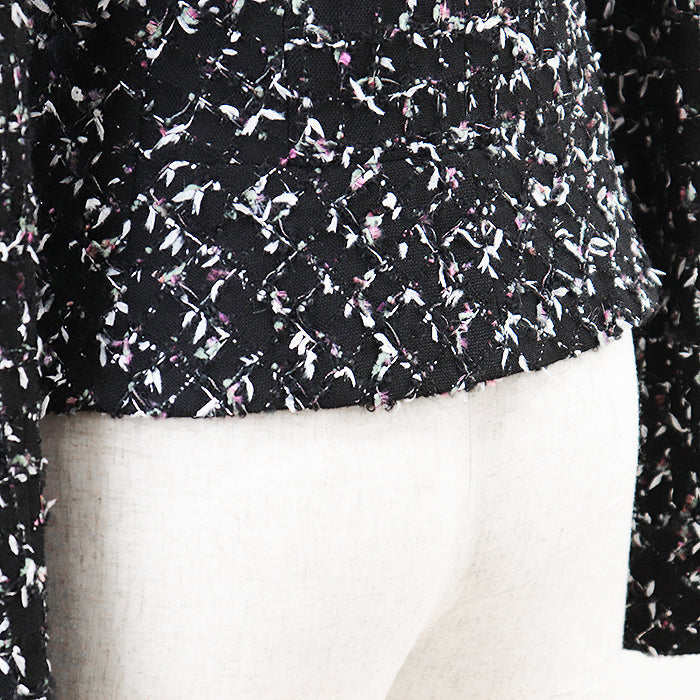 シャネル ツイード ジャケット ウール混 ブラック マルチカラー