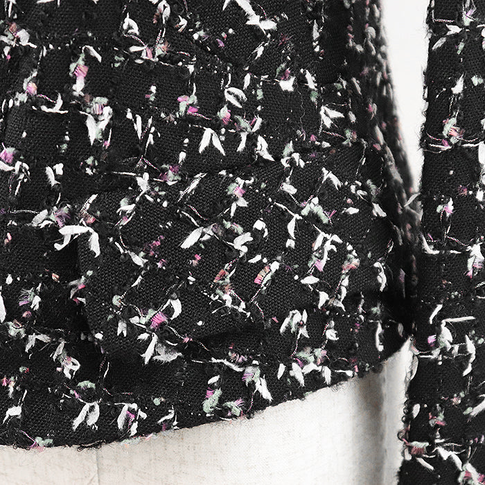 シャネル ツイード ジャケット ウール混 ブラック マルチカラー