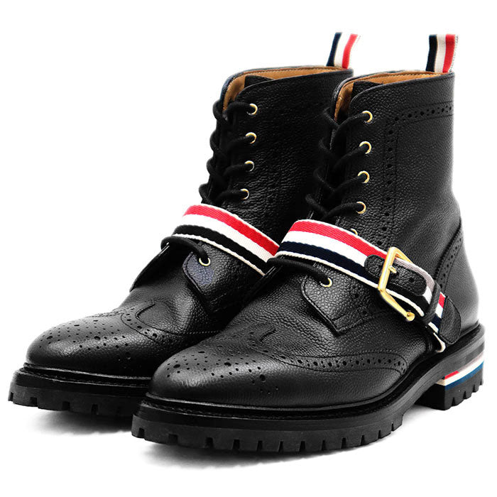 Thom Browne トリコロール レザー ウィングチップ ブーツ