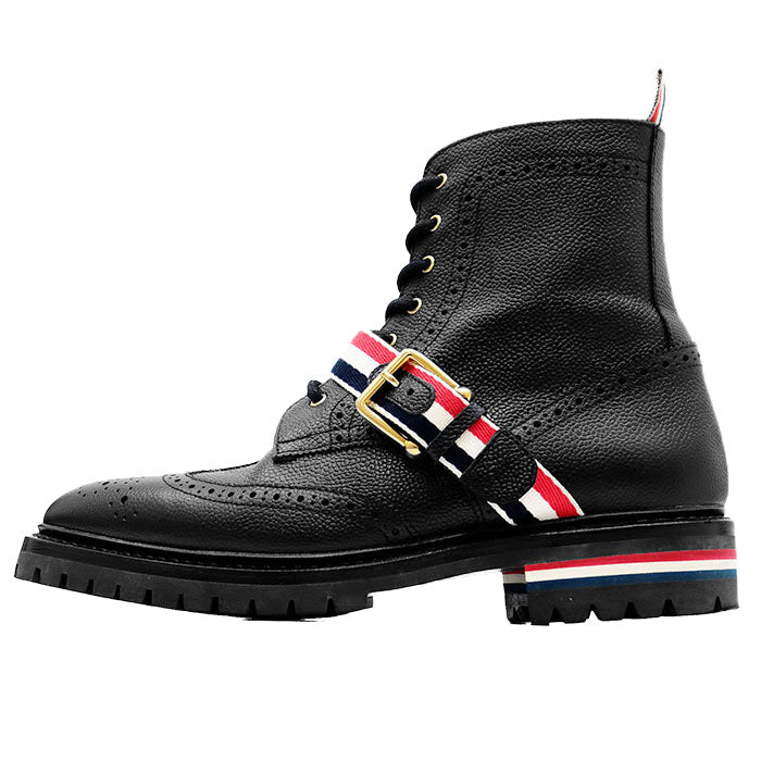 Thom Browne トリコロール レザー ウィングチップ ブーツ
