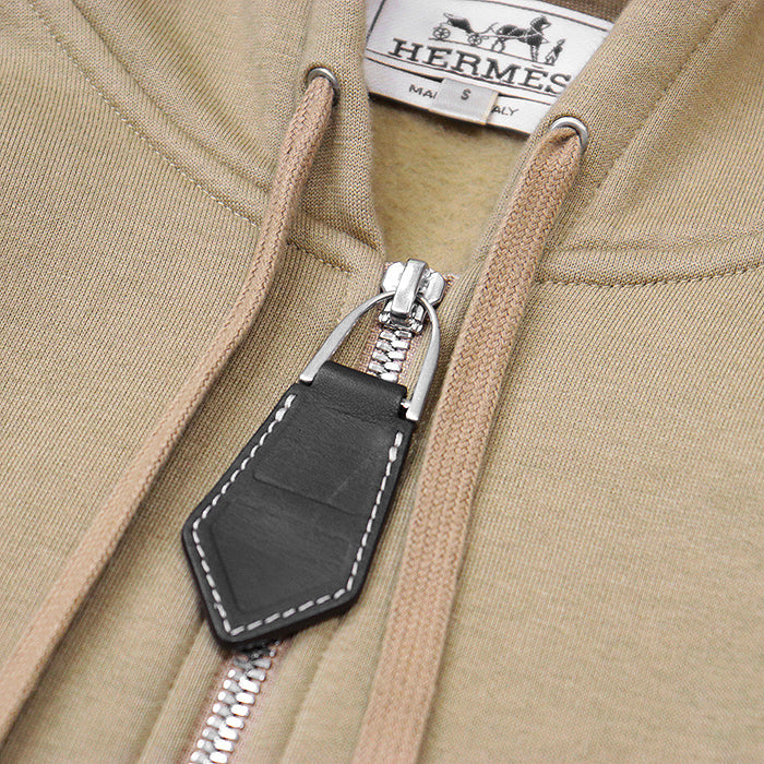 エルメス カシミア ブレンド レザー トリム フーディ