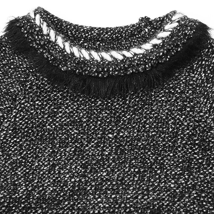 シャネル P39939 メランジニット/フェイクファー カシミヤブレンド ワンピース