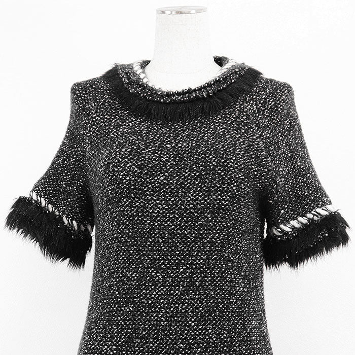 シャネル P39939 メランジニット/フェイクファー カシミヤブレンド ワンピース