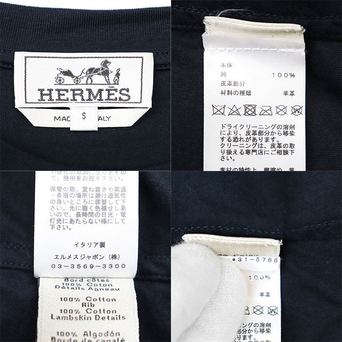 エルメス ラムレザー ワッペン コットンTシャツ