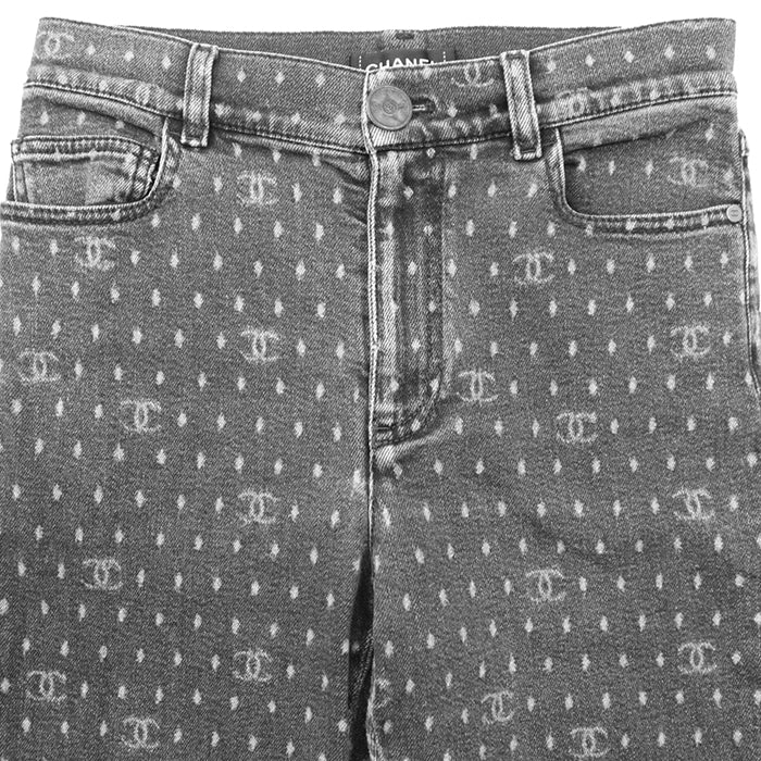 シャネル シグネチャーロゴ ドット ストレッチデニム デニムパンツ