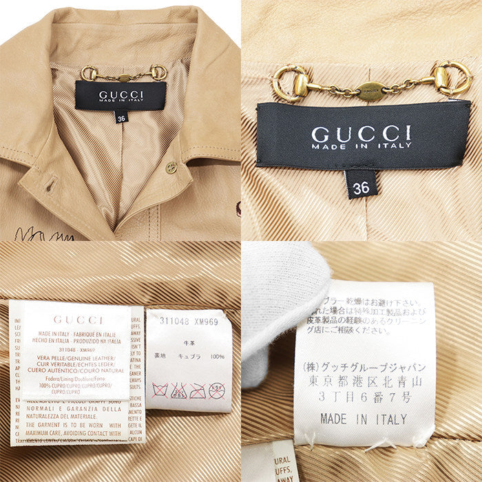 グッチ カウレザー フローラルエンブロイダリー ジャケット