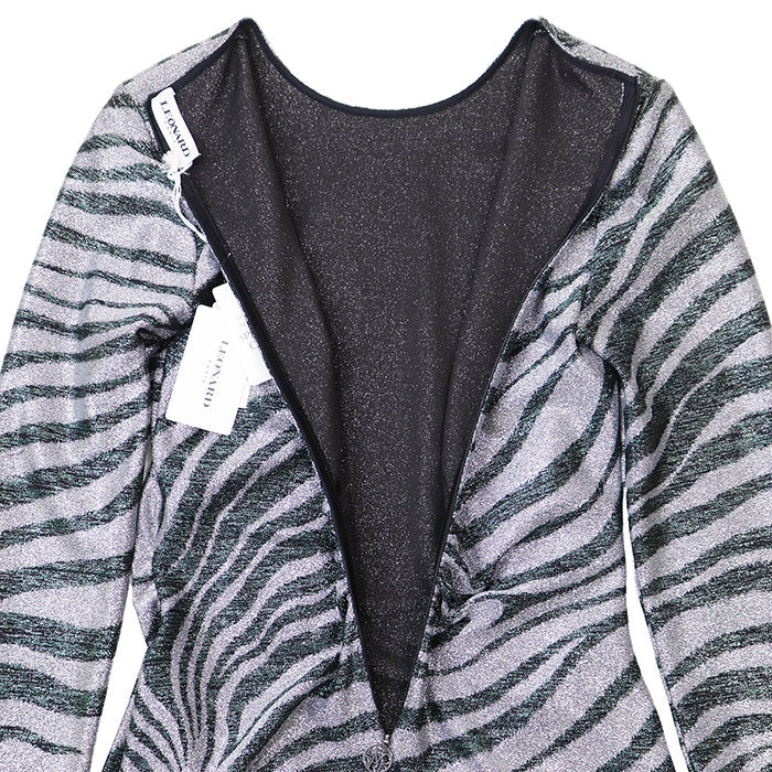 レオナール メタリックストレッチジャージーワンピース
