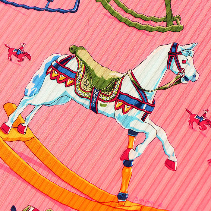 エルメス Raconte moi le cheval シルクプリーツスカーフ