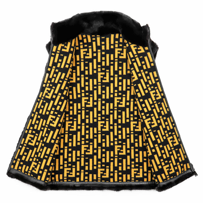 フェンディ ミンク ラムレザー カシミヤ ベスト