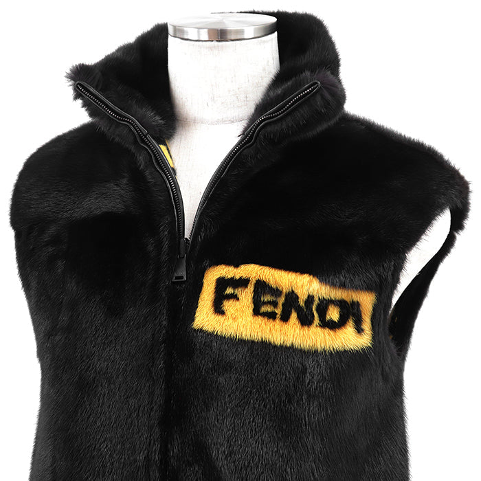 フェンディ ミンク ラムレザー カシミヤ ベスト