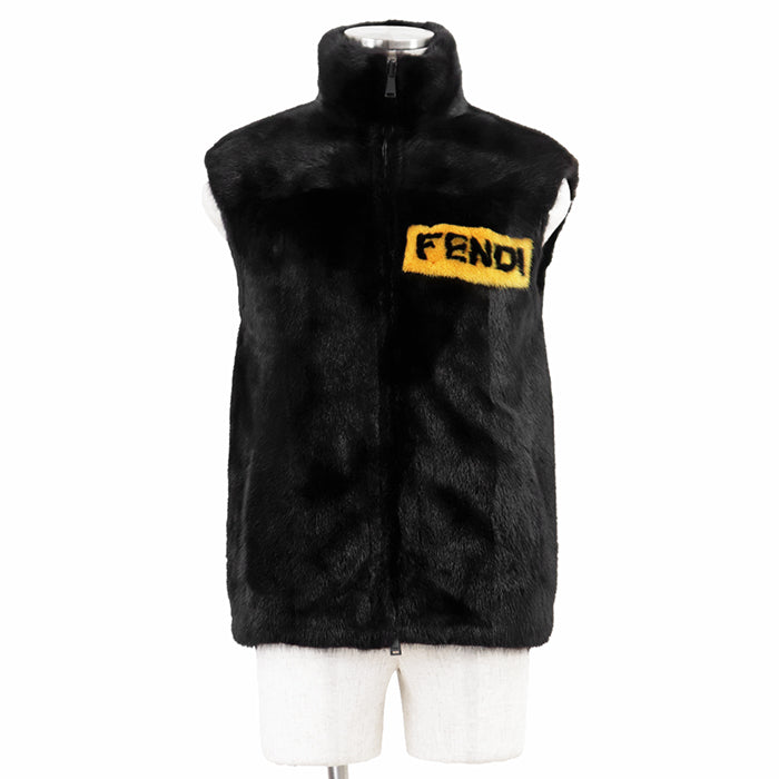 フェンディ ミンク ラムレザー カシミヤ ベスト