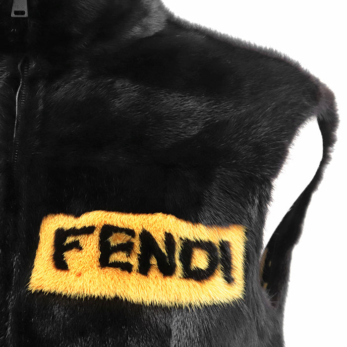 フェンディ ミンク ラムレザー カシミヤ ベスト