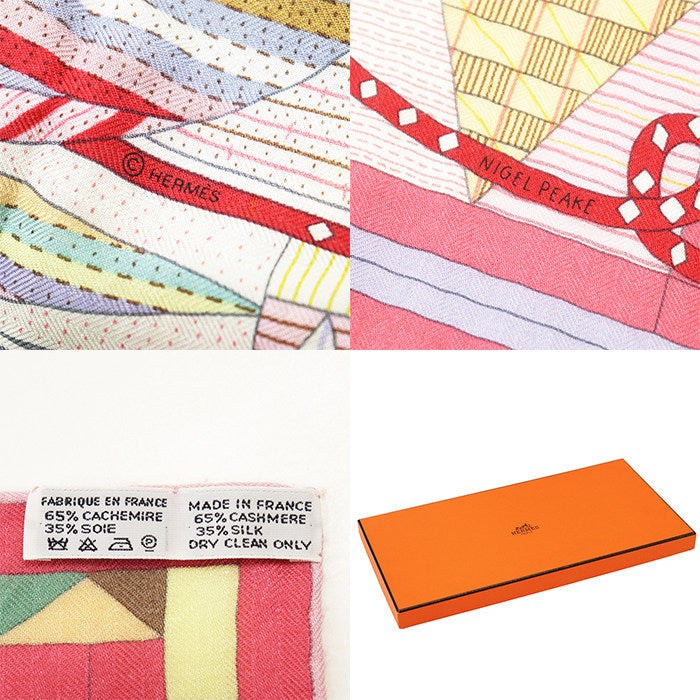 エルメス カレジェアン140 PATCHWORK HORSE カシミヤシルクスカーフ